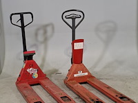 2x palletwagen met weegschaal, ravas, o.a 1100, 2100