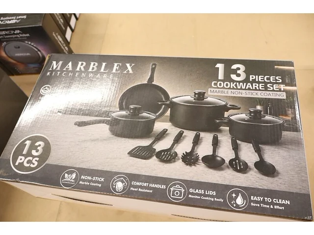 2x pannenset marblex, zwart - afbeelding 1 van  3