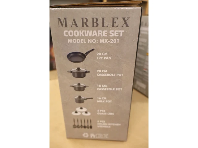 2x pannenset marblex, zwart - afbeelding 2 van  3