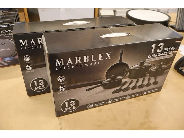 2x pannenset marblex, zwart - afbeelding 2 van  5