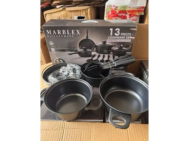 2x pannenset marblex, zwart - afbeelding 3 van  5