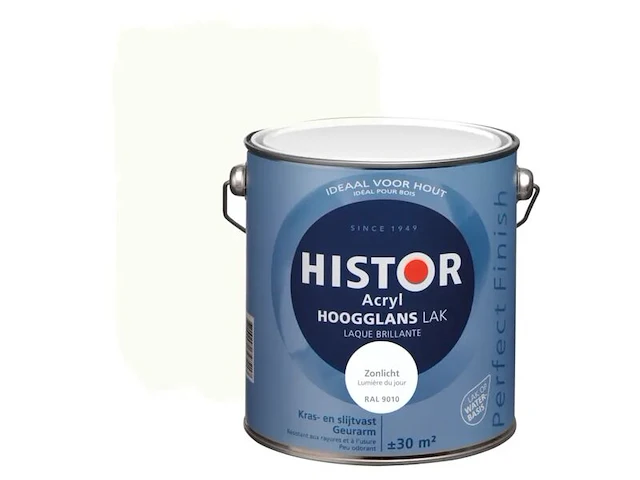 2x perfect finish lak acryl hoogglans 2,5 liter, histor, zonlicht (ral 9010) - afbeelding 2 van  2