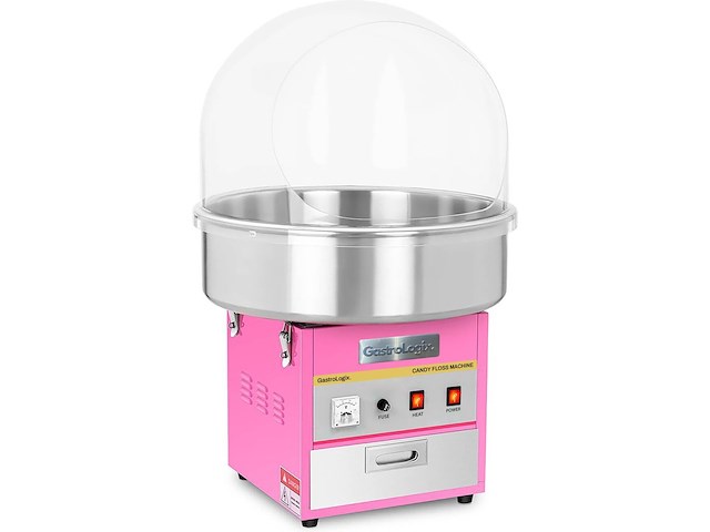 2x professionele horeca suikerspinmachine | incl. spatscherm cover | ø 52cm | nl handleiding gastrologix., roze - afbeelding 1 van  7