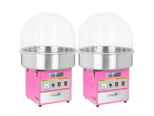 2x professionele horeca suikerspinmachine | incl. spatscherm cover | ø 52cm | nl handleiding, gastrologix., roze - afbeelding 1 van  9
