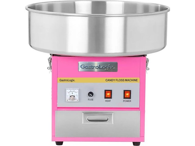 2x professionele horeca suikerspinmachine | incl. spatscherm cover | ø 52cm | nl handleiding, gastrologix., roze - afbeelding 7 van  9