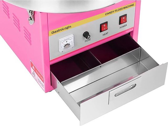 2x professionele horeca suikerspinmachine | incl. spatscherm cover | ø 52cm | nl handleiding, gastrologix., roze - afbeelding 6 van  9