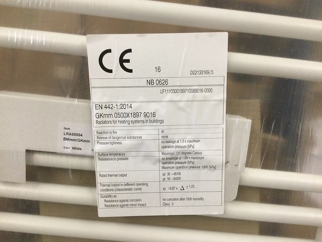 2x radiator décor 189,7x60 cm, vasco, gk, wit - afbeelding 3 van  5