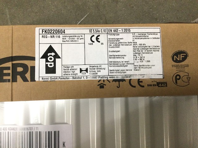 2x radiatoren 60x40 cm, kermi, fk0220604, wit - afbeelding 2 van  3