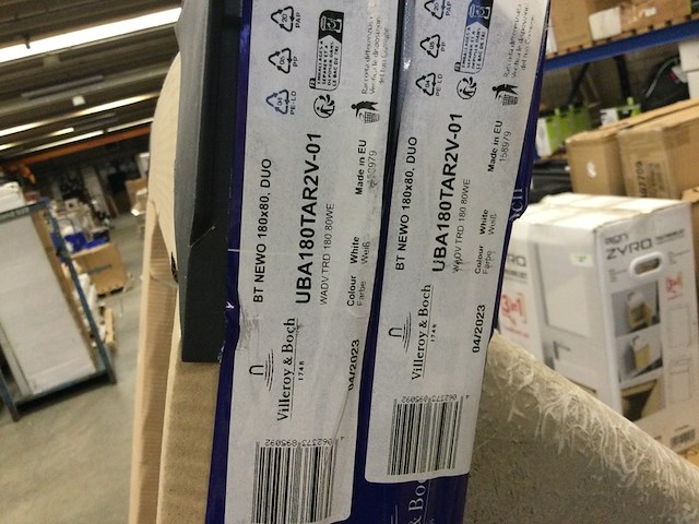 2x rechthoekig bad inbouw 180x80 cm, villeroy & boch, newo, wit alpine - afbeelding 3 van  3