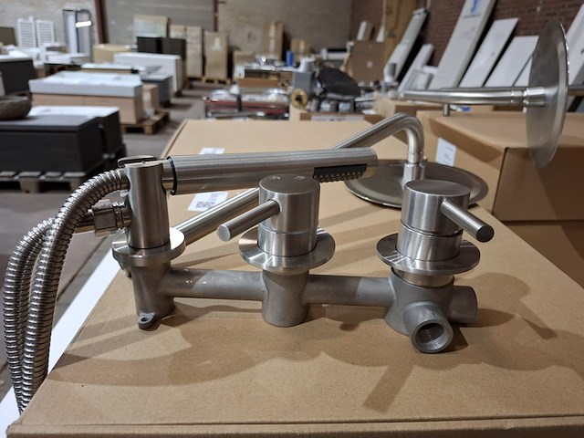 2x regendoucheset inbouw, rvs geborsteld - afbeelding 2 van  7