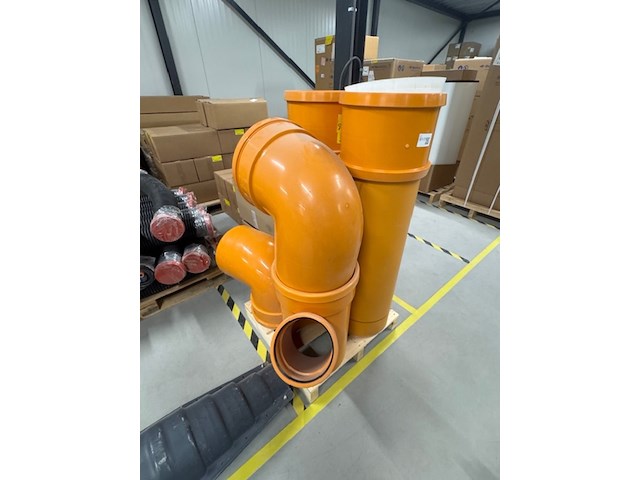 2x rioolpijp, 2x bocht en 1x t-stuk, aquaducten, oranje - afbeelding 1 van  4