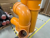 2x rioolpijp, 2x bocht en 1x t-stuk, aquaducten, oranje - afbeelding 1 van  4