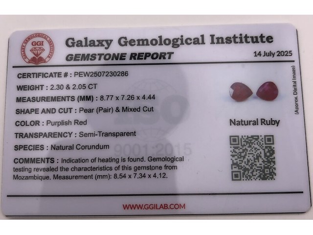 2x robijn, edelsteen, rood - afbeelding 4 van  5