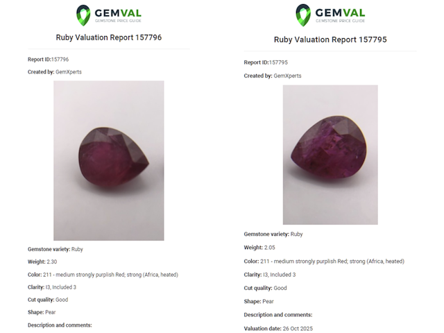 2x robijn, edelsteen, rood - afbeelding 5 van  5