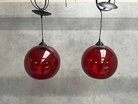 2x rode glazen hanglamp ø25