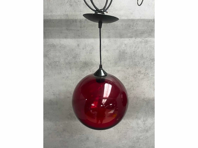2x rode glazen hanglamp ø25 - afbeelding 3 van  5