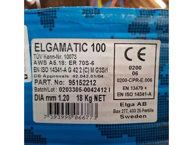 2x rol mig/mag lasdraad elga, elgamatic 100 - afbeelding 2 van  3