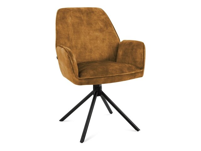 2x roterende eetkamerstoel, velvet, cognac - afbeelding 1 van  2