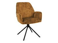 2x roterende eetkamerstoel, velvet, cognac - afbeelding 1 van  2