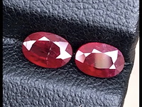 2x ruby pair | exquisite | 1.15ct, vivid red - afbeelding 1 van  1