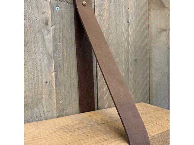 (2x) set leren plankdragers - vintaged used mahony - 85x4 cm - afbeelding 1 van  1