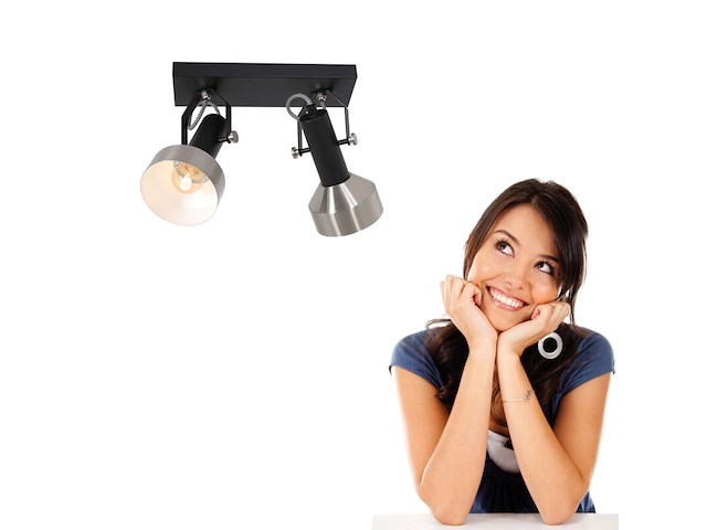 2x spot - plafondlamp acier mexlite, 3338zw, zwart staal, nieuw in doos - afbeelding 2 van  6