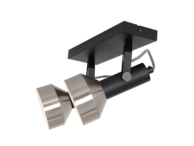 2x spot - plafondlamp acier mexlite, 3338zw, zwart staal, nieuw in doos - afbeelding 3 van  6
