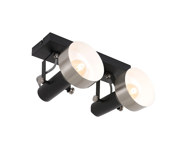 2x spot - plafondlamp acier mexlite, 3338zw, zwart staal, nieuw in doos - afbeelding 6 van  6