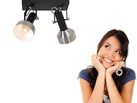 2x spot - plafondlamp acier mexlite, 3338zw, zwart staal, nieuw in doos - afbeelding 2 van  6