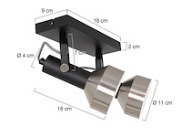 2x spot - plafondlamp acier mexlite, 3338zw, zwart staal, nieuw in doos - afbeelding 4 van  6