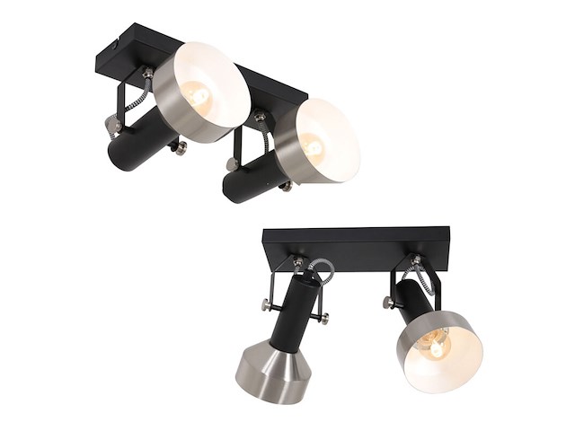 2x spot - plafondlamp acier mexlite, 3338zw, zwart staal, nieuw in doos - afbeelding 2 van  6