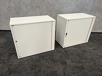 2x steelcase - lage houten roldeurkast - afbeelding 1 van  6