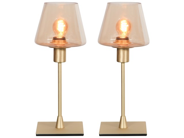 2x tafellamp messing e14 fitting touch on/off, steinhauer, ancilla 3102me, goud, 2026 - afbeelding 1 van  5