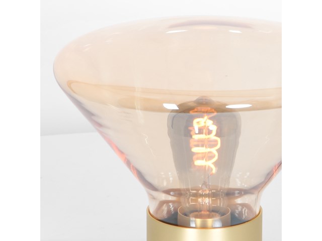 2x tafellamp – messing lamp met amber glas, steinhauer, delta 3401me, 2026 - afbeelding 2 van  5