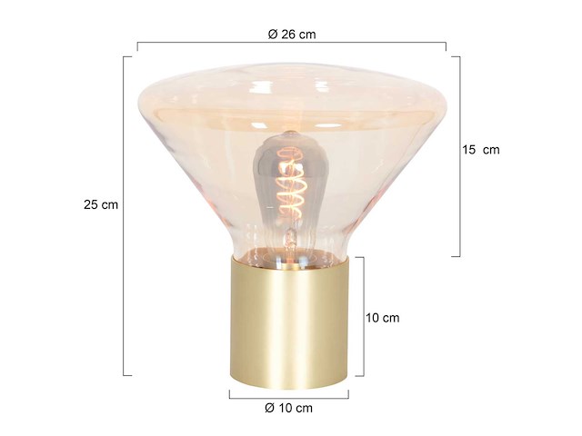 2x tafellamp – messing lamp met amber glas, steinhauer, delta 3401me, 2026 - afbeelding 3 van  5
