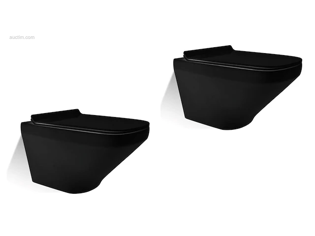 2x toiletten - mat zwart - super flush -... - afbeelding 1 van  3