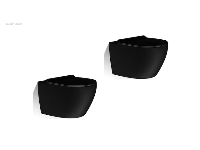 2x toiletten - mat zwart - super flush -... - afbeelding 1 van  4