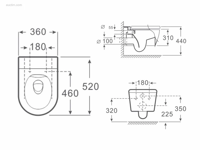 2x toiletten - wit - super flush - hangend -... - afbeelding 4 van  4