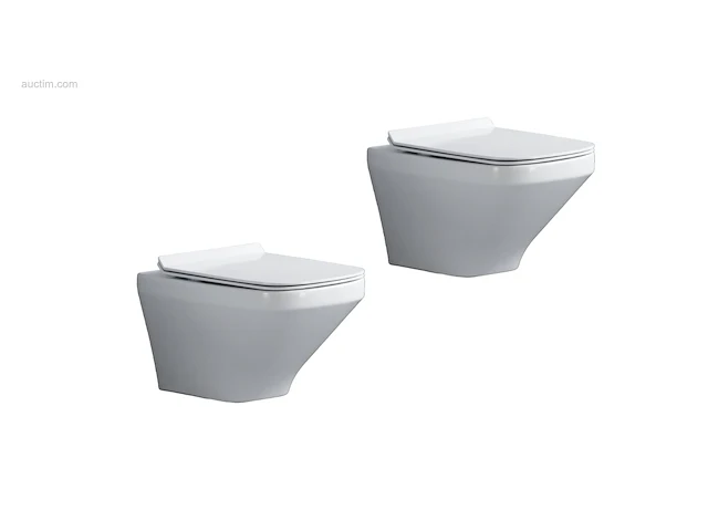 2x toiletten - wit - super flush - hangend -... - afbeelding 1 van  10