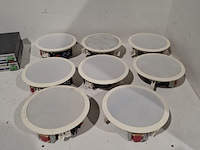 2x tweekanaals audio-eindversterkers, extron, xpa 1002, wit, met 8x 2-weg coaxiale inbouwluidspreker, ecler ic6 - afbeelding 2 van  5