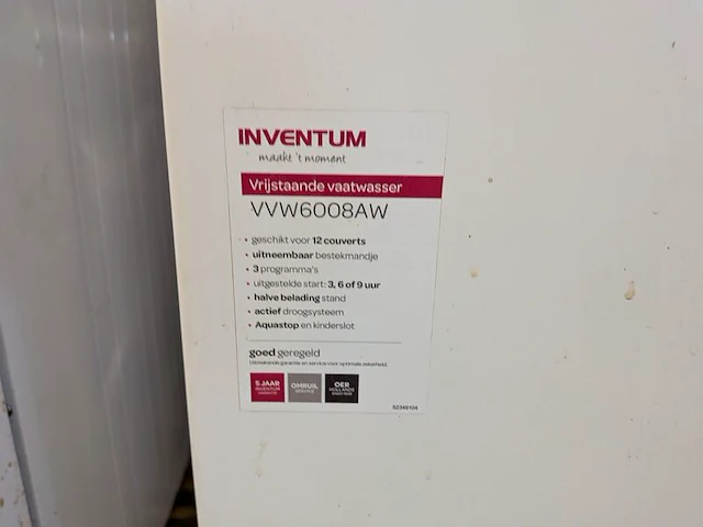 2x vaatwasser inventum, vvw6008aw - afbeelding 5 van  9