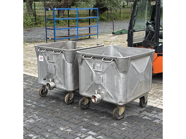 2x verrijdbare container met vlinderklep | rvs - afbeelding 1 van  11