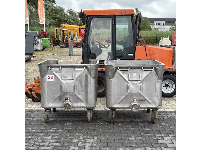 2x verrijdbare container met vlinderklep | rvs - afbeelding 4 van  11