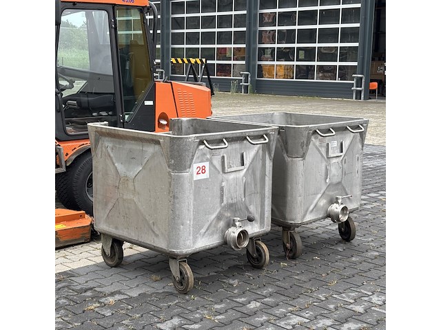 2x verrijdbare container met vlinderklep | rvs - afbeelding 5 van  11