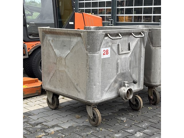 2x verrijdbare container met vlinderklep | rvs - afbeelding 6 van  11