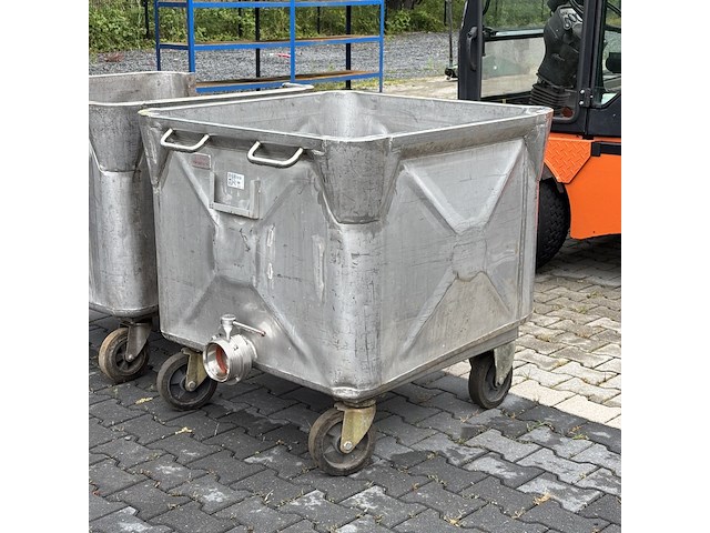 2x verrijdbare container met vlinderklep | rvs - afbeelding 11 van  11