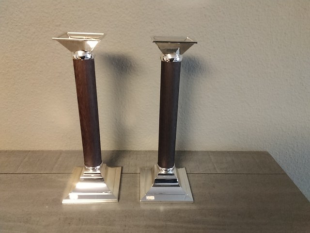 2x verzilverde kandelaren fink silber - afbeelding 1 van  5