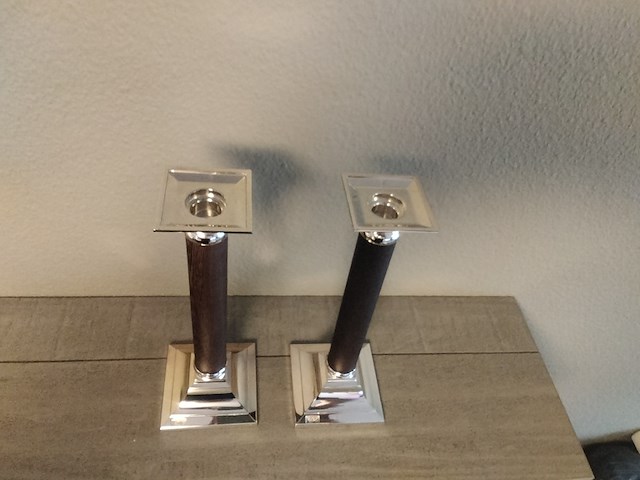 2x verzilverde kandelaren fink silber - afbeelding 2 van  5