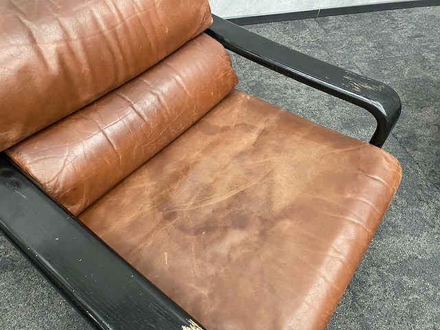 2x vintage lederen fauteuil 1960s - afbeelding 3 van  17