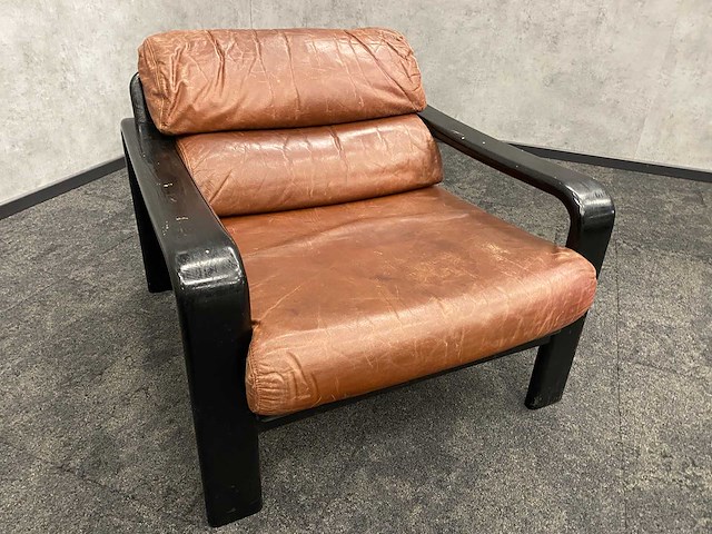 2x vintage lederen fauteuil 1960s - afbeelding 6 van  17